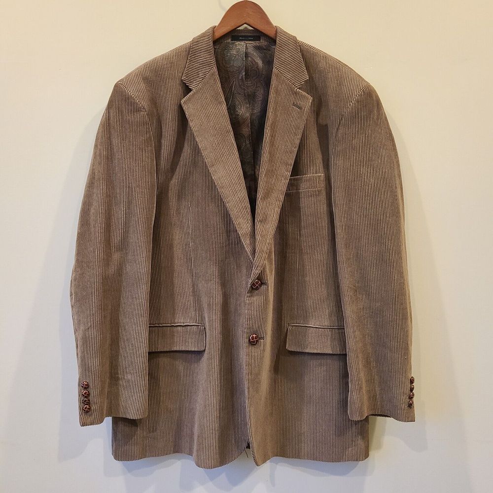 Lauren Ralph Lauren Mens Corduroy Blazer Brown Size 46L Equestrian Hunter Sport